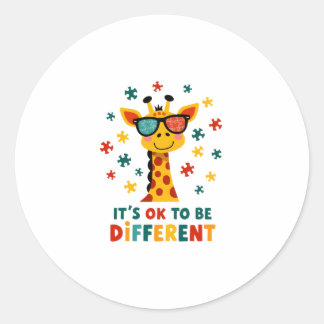Es ist okay, anders zu sein Giraffe Autismus-Bewus Runder Aufkleber