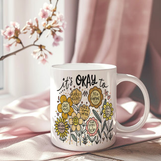 Es ist okay, Boho-Blumen-Kaffeetasse Kaffeetasse