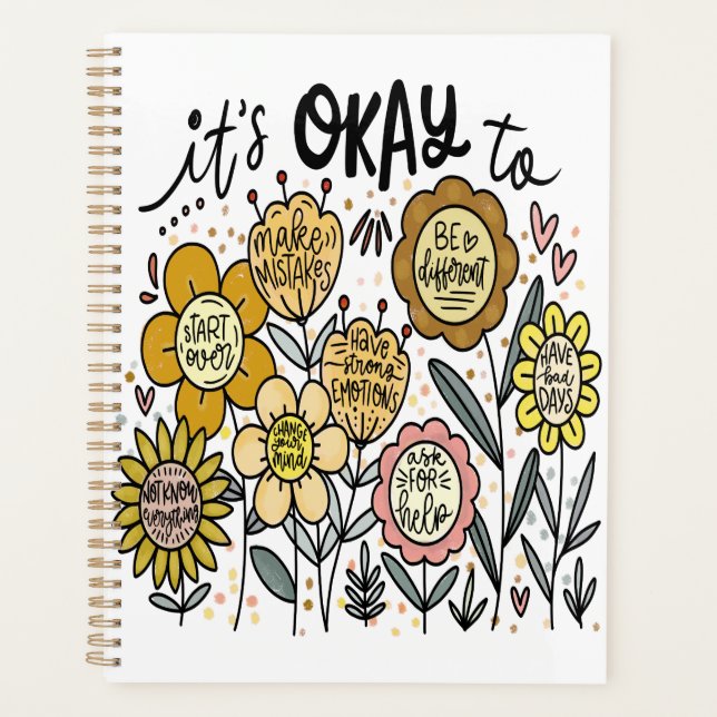 Es ist okay, Boho-Blumenplaner Planer (Vorderseite)