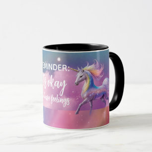Es ist okay, Gefühle Rainbow Glitzer Unicorn zu ha Tasse