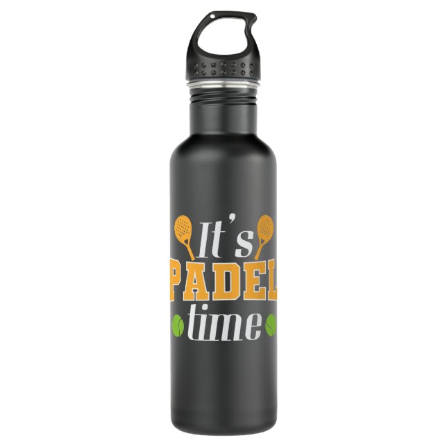 Es ist Padel Time Tennis Sport Edelstahlflasche (Vorderseite)