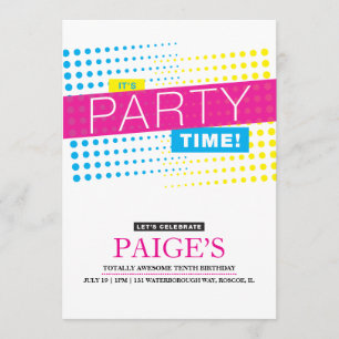 Es ist Party Time Birthday Einladung