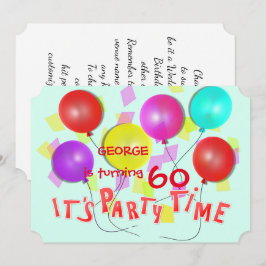 Es ist Party Time farbenfrohe Balloons Personalisi Einladung