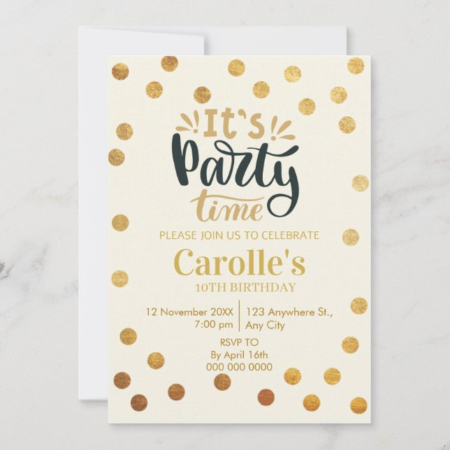 Es ist Party Time Simple Birthday Einladung (Vorderseite)