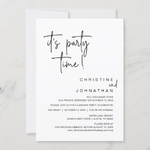 Es ist Party Zeit, Hochzeit Elopement Dinner Party Einladung
