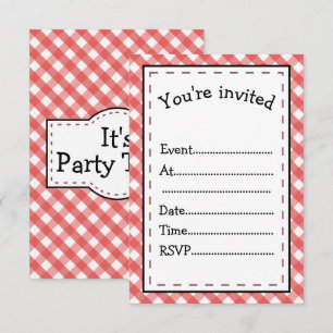 Es ist Partyzeit Rot Gingham Einladung