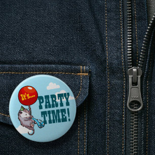 Es ist PARTYZEIT! Schwimmendes Opossum-Ballon-Opos Button