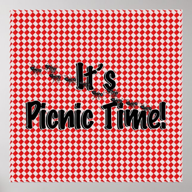 Es ist Picnic Time! Rotes Tischtuch mit Anten Poster (Vorne)
