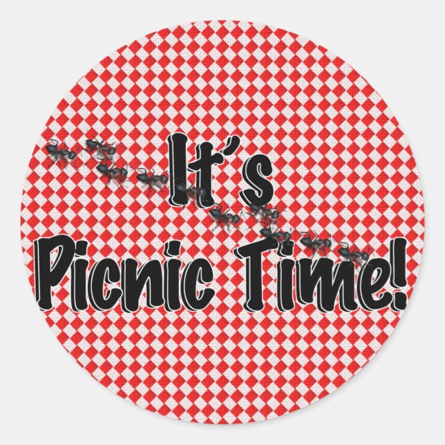 Es ist Picnic Time! Rotes Tischtuch mit Anten Runder Aufkleber (Vorderseite)