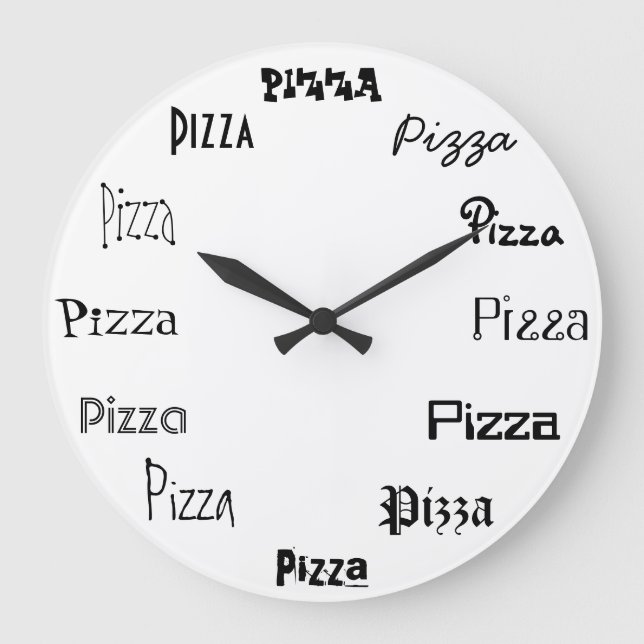 Es ist Pizza-Zeit Große Wanduhr (Vorderseite)