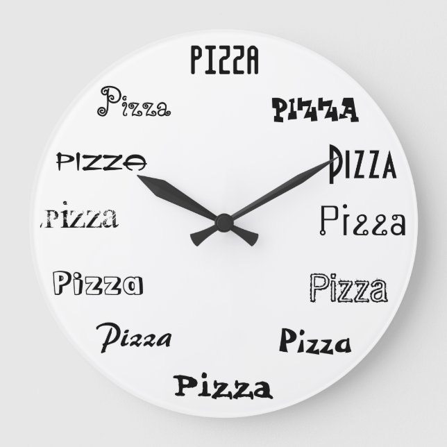 Es ist Pizza-Zeit Große Wanduhr (Vorderseite)