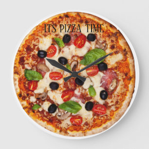 Es ist Pizza-Zeit!! Große Wanduhr