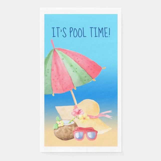 Es ist Pool-Zeit Serviette (Vorderseite)