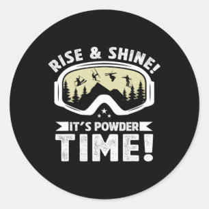 Es ist Powder Time Skibrille Wintersport Skie Runder Aufkleber