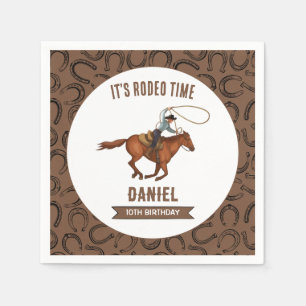 Es ist Rodeo Time Cowboy Geburtstag Serviette