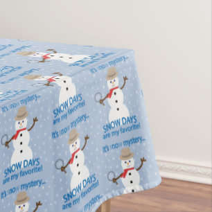 Es ist Schnee-Rätsel Detektiv Schneemann Tischdecke