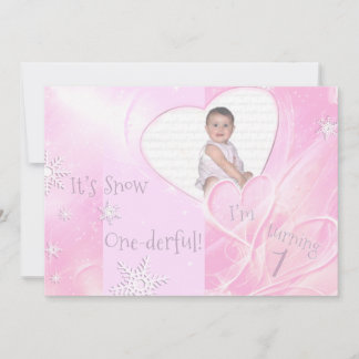 Es ist schneeeintönig rosa 1. Geburtstag Einladung