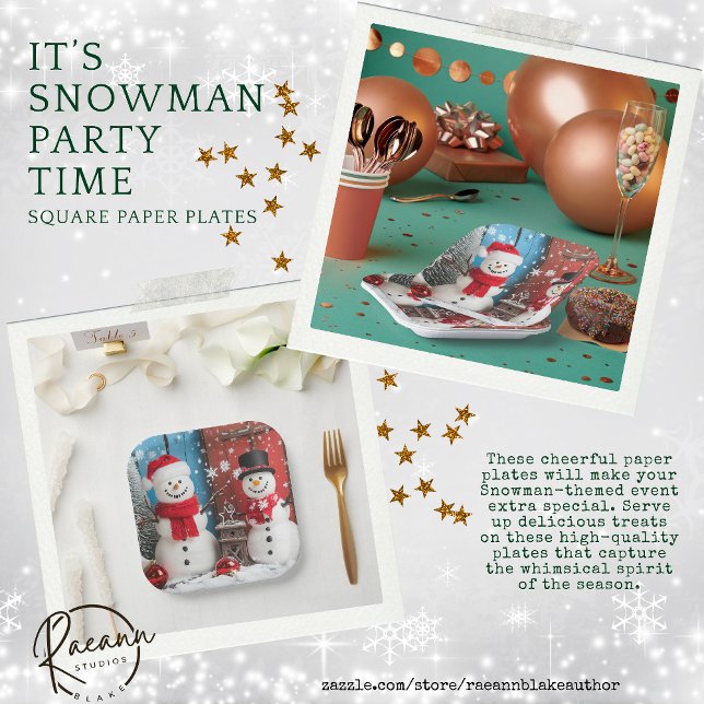 Es ist Schneemann Party Zeit Quadrat Papier Teller (Von Creator hochgeladen)