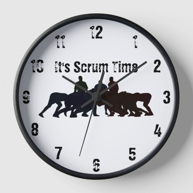 Es ist Scrum-Zeit Wanduhr (Vorderseite)