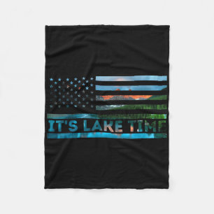 Es ist See Zeit Sonnenuntergang Amerikanische Flag Fleecedecke
