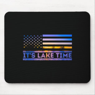 Es ist See Zeit Sonnenuntergang Amerikanische Flag Mousepad