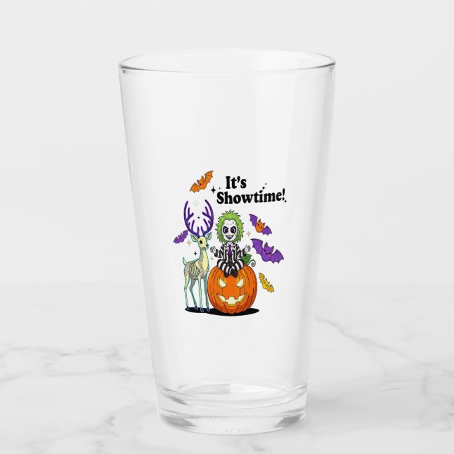 Es ist Showtime Lustiger Halloween Glas (Vorderseite)