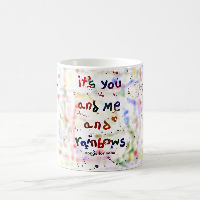 es ist Sie und ich und Regenbogen Kaffeetasse (Mittel)
