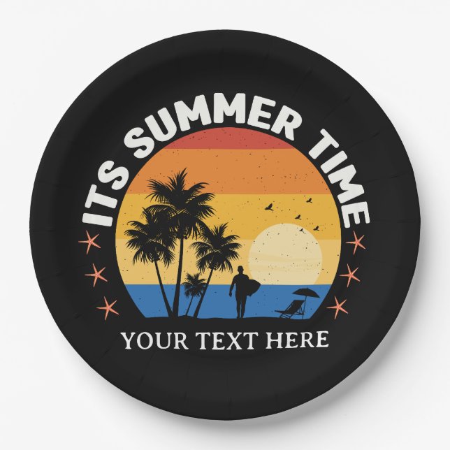 Es ist Sommerzeit Tropical Sunset Design Pappteller (Vorderseite)