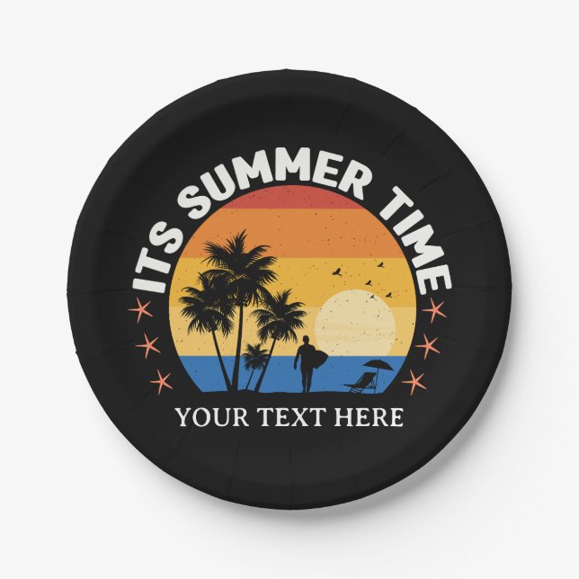 Es ist Sommerzeit Tropical Sunset Design Pappteller (Vorderseite)