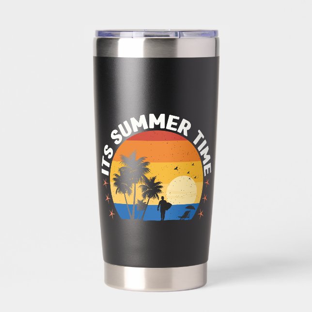 Es ist Sommerzeit Tropical Sunset Design Thermobecher (Vorderseite)
