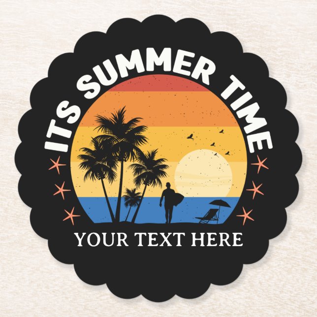 Es ist Sommerzeit Tropical Sunset Design Untersetzer (Vorderseite)