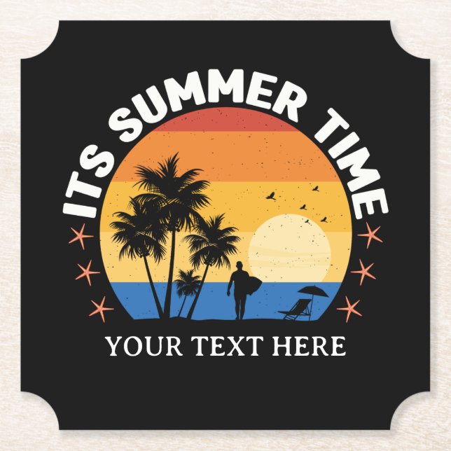 Es ist Sommerzeit Tropical Sunset Design Untersetzer (Vorderseite)