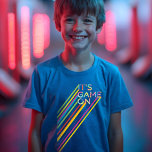 Es ist Spiel auf farbenfrohen Neon Laser Tag Team  Tri-Blend Shirt<br><div class="desc">Spaß, hell und cool mit Laser Tag thematisierte Geburtstagsfeierteam Uniformen. Das Design zeichnet sich durch ein typografisches Farbdesign "It's Game On" aus, mit Balken aus leuchtenden, mehrfarbigen Lichtern, die aus dem Text abschießen. Der schwarze Hintergrund Set die Stimmung mit den hellen Laserstrahlen und schafft so einen kühnen Look. Auf der...</div>