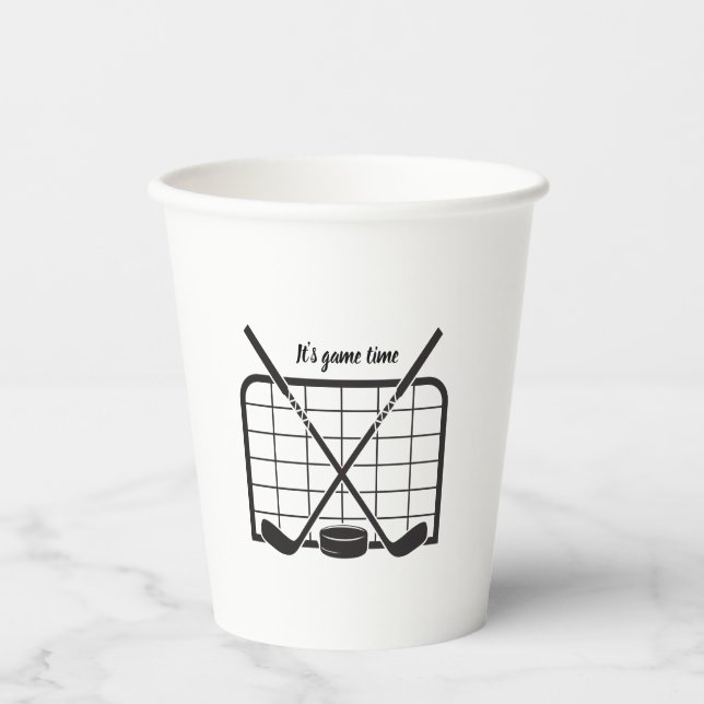 Es ist Spielzeit Hockey Pappbecher (Vorderseite)