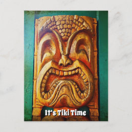 Es ist Tiki Time Cool Fun Vintage Retro-Holzgesich Postkarte