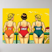 Es ist toll hier, Hübsche Frauen am Strand, lustig