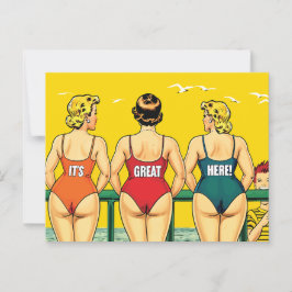 Es ist toll hier, Hübsche Frauen am Strand, lustig Postkarte