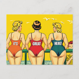 Es ist toll hier, Hübsche Frauen am Strand, lustig Postkarte