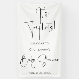 Es ist Triplets Moderne Script Baby Dusche Banner