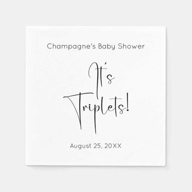 Es ist Triplets Moderne Script Baby Dusche Serviette (Vorderseite)