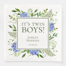 Es ist Twin Boys Blue Hydrangeas Boy Baby Shower Serviette