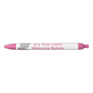 Es ist Twin Girls Baby Rattle Pink Star Ankündigun Kugelschreiber