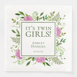 Es ist Twin Girls Pink Hydrangeas Girl Baby Dusche Serviette
