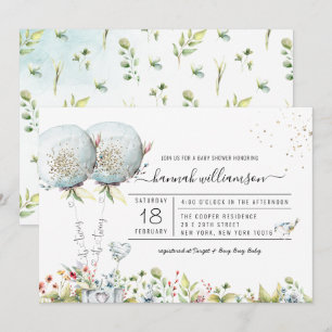 Es ist Twins Blue Balloon Baby Shower Einladung