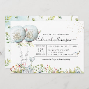 Es ist Twins Blue Balloon Baby Shower Einladung