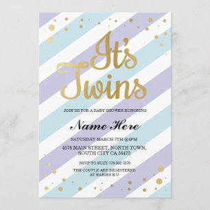 Es ist Twins Boys Baby Shower Gold & Blue Invite Einladung