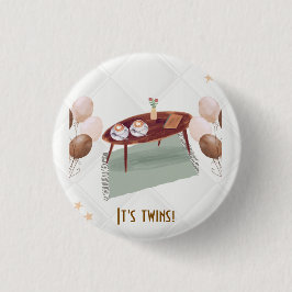 Es ist Twins Coffee Themed Baby Dusche Button