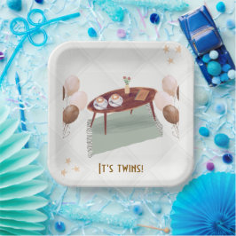 Es ist Twins Coffee Themed Baby Dusche Pappteller