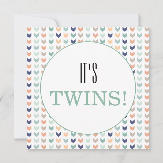 Es ist Twins Modern Geometric Twins Baby Dusche Einladung (Vorderseite)
