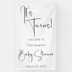 Es ist Twins Modern Script Baby Shower Banner